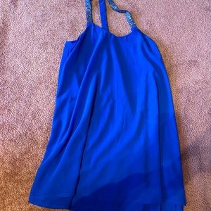 Flowy Royal Blue Dress with Beaded Straps